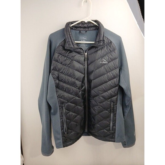 LL Bean 850 Black Gray Goose Down Insulated Long Sleeve Puffer Jacket Mens Xl - Picture 1 of 10